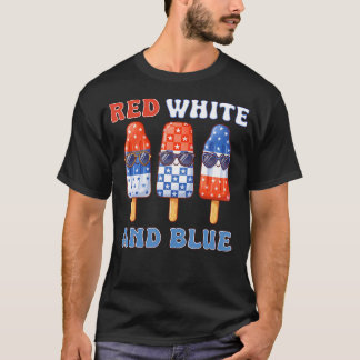 Camiseta Picolés Vermelhos Brancos e Azuis Patrióticos Amer