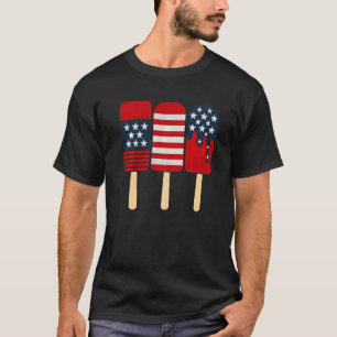 Camiseta Picolis Patrióticos Sorvete de Verão Lolly Red Whi