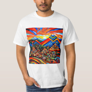 Camiseta Picos de montanha no pôr do sol 1