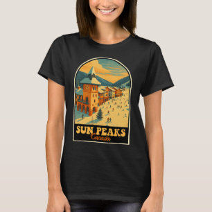 Camiseta Picos do Sol Canadá Design Vintage Aldeia de Esqui