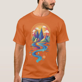 Camiseta Picos iluminados por Sol e Rio Fluente