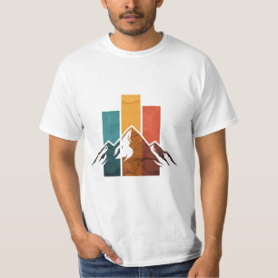 Camiseta Picos Vintage e Paisagem Montanhosa Retro