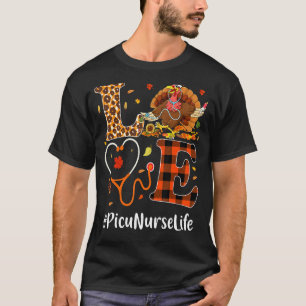 Camiseta Picu Nurse Love Ação de Graças Leopard Stethoscope