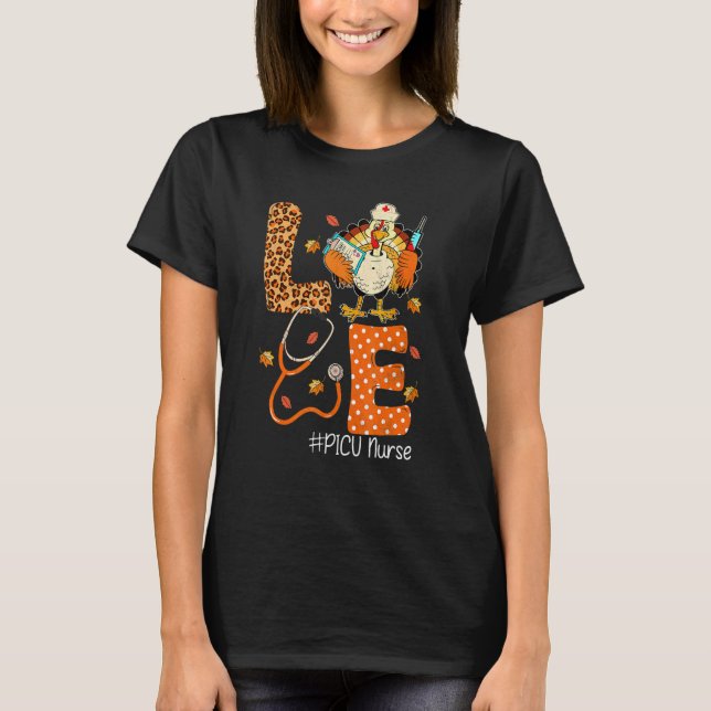 Camiseta Picu Nurse Love Thanksgiving Leopard Stethoscope T (Frente)