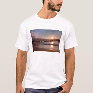 Camiseta Pier da praia ao pôr do sol, Havaí
