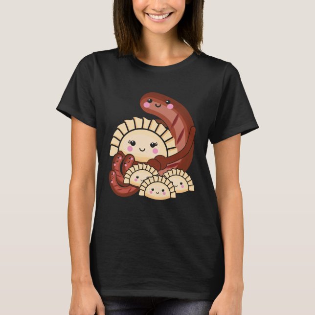 Camiseta Pierogi e Kielbasa Polônia de Comida tradicional P (Frente)
