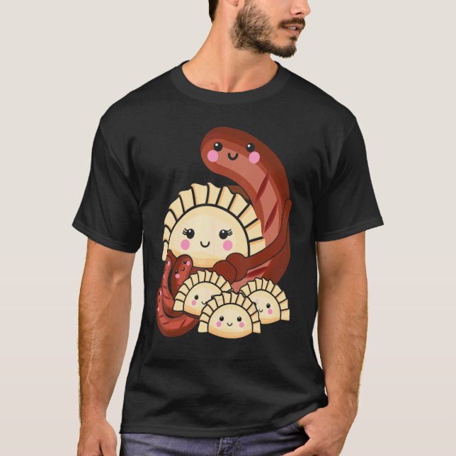 Camiseta Pierogi E Kielbasa Polônia Tradicional Comida Pun  (Frente)