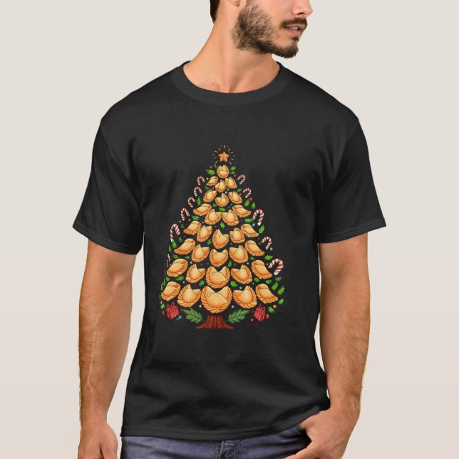 Camiseta Pierogi Tree Polonesa Comida de Natal Engraçada Mu (Frente)