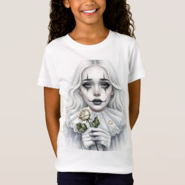Camiseta Pierrot com uma Rosa Branca