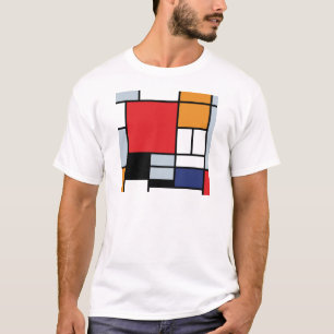 Camiseta Piet Mondrian - Composição com Grande Plano Vermel