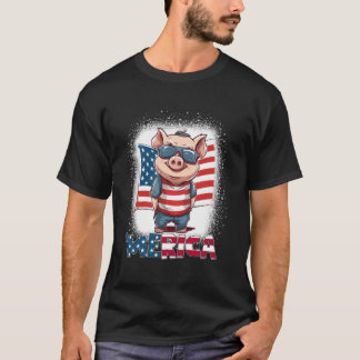 Camiseta Pig 4 De Julho Bandeira Patriótica Merica Usa