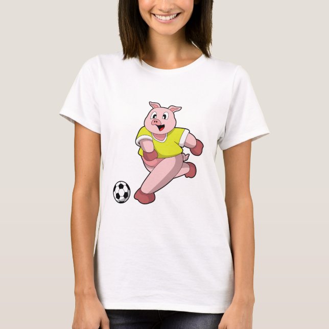 Camiseta Pig as Soccer player with Soccer (Frente)