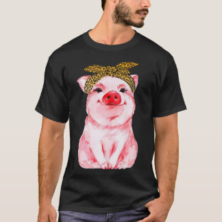 Camiseta Pig Bandana cute  for Girl and Women Gift Awesome 