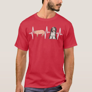 Camiseta Pig Bearded Collie Heartbeat Dog Lover
