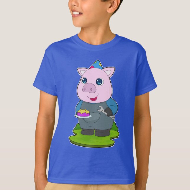 Camiseta Pig Birthday Mechanic (Frente)