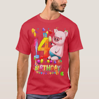 Camiseta Pig Birthday Party 14 Year Old Boy 9th Pig Birthda