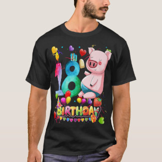 Camiseta Pig Birthday Party 18 Year Old Boy 18th Pig Birthd
