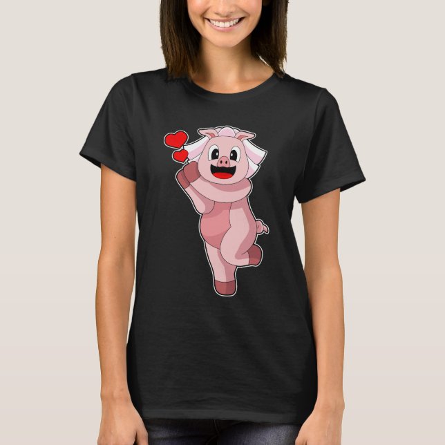 Camiseta Pig Bride Heart Wedding (Frente)