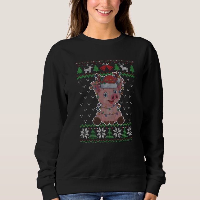 Camiseta Pig Christmas Ugly Sweater Santa Pig  Xmas (Frente)