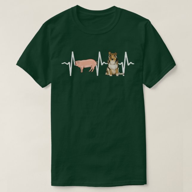 Camiseta Pig Collie Heartbeat Dog Lover  (Frente do Design)