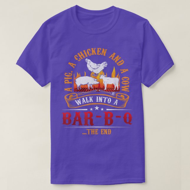 Camiseta Pig Cow BBQ Meat Lover Grill Friends Fun Chicken  (Frente do Design)