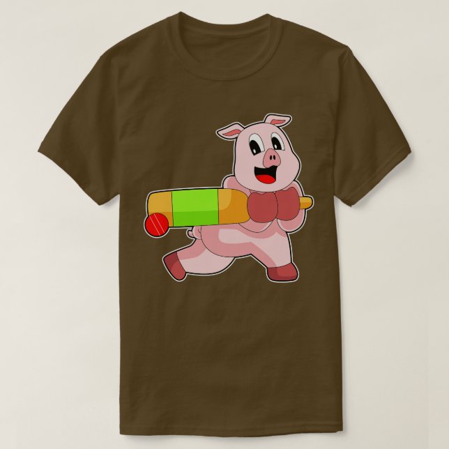 Camiseta Pig Cricket bat (Frente do Design)