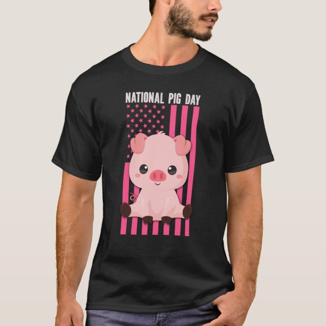 Camiseta Pig Day American Flag Feliz (Frente)