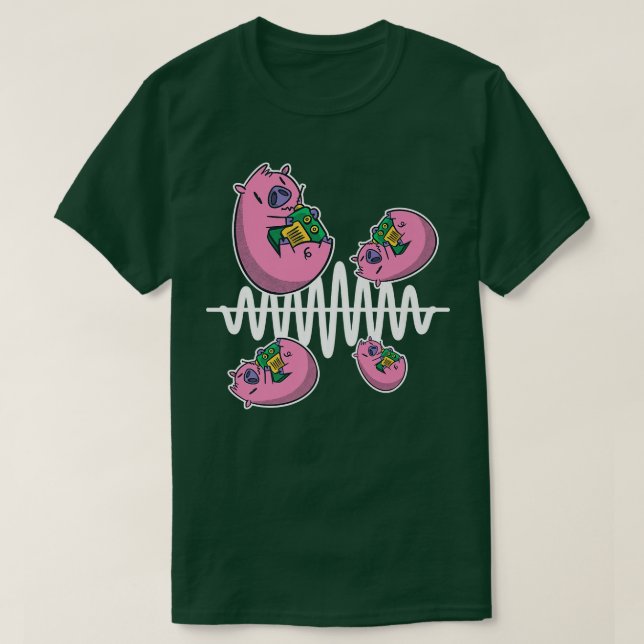 Camiseta Pig Fly Around Frequency Waves Ham Radio Operator  (Frente do Design)