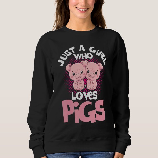 Camiseta Pig Girl Just A Girl Who Loves Pigs Pig  Pig Farme (Frente)