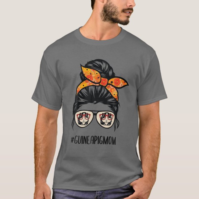 Camiseta Pig-Guiné Mãe, Óculos De Cabelo De Arma Mensageiro (Frente)