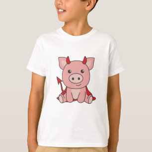 Camiseta Pig Halloween Figurino de Bruxa do Diabo Bonito