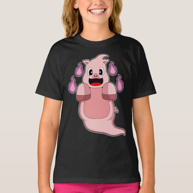 Camiseta Pig Halloween Ghost (Frente)