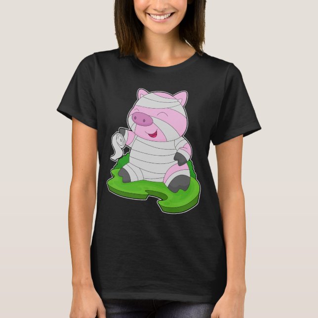 Camiseta Pig Halloween Mummy (Frente)
