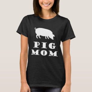 Camiseta Pig Mãe Adora Silhueta Branca De Suínos