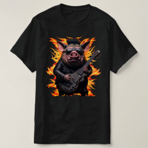 Camiseta Pig Metal Guitar I Ham Rock And Roll Musical Hot
