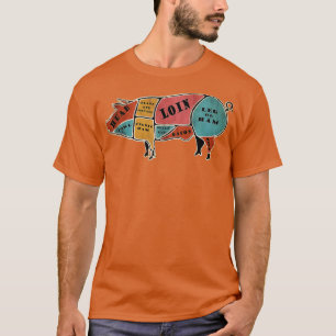 Camiseta Pig Parts Pig Cuts Parts of Pork Funny Vintage Por