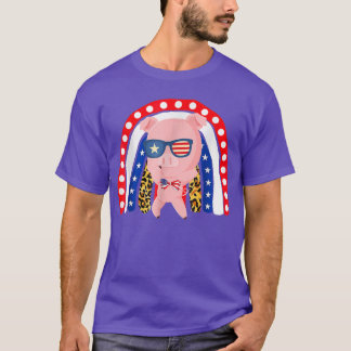 Camiseta Pig Pet Dabbing 4º de julho, American Flag Leopard