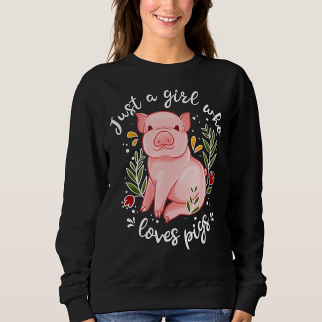 Camiseta Pig Saying Just Girl Who Loves Pigs Pig (Frente)