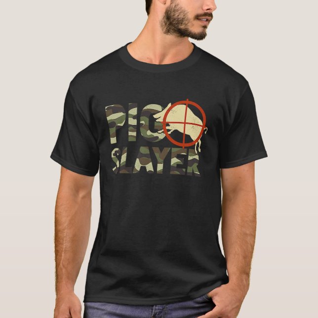 Camiseta Pig Slayer Camo Funny Hog Hunting (Frente)