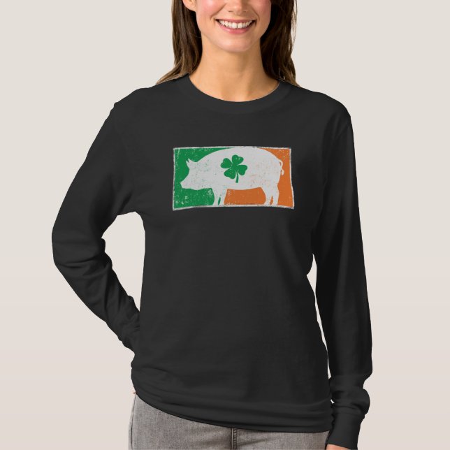 Camiseta Pig St Patrick's Day Irish Flag C Distressed (Frente)