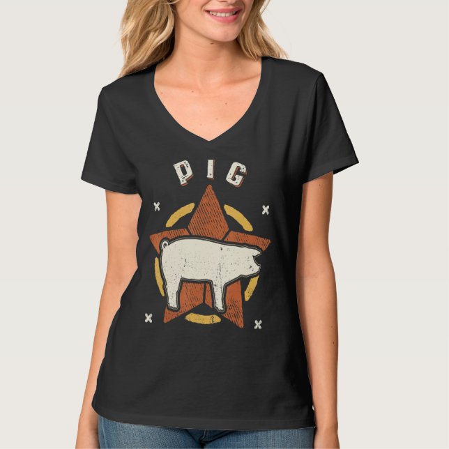 Camiseta Pig Vintage Retro Classic Animal (Frente)