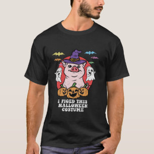 Camiseta Pig Witt Hat Halloween Figurume Fazenda Engraçado