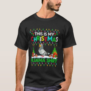 Camiseta Pigeon Natal Xmas Santa Hat Pajama Shirt Pigeo