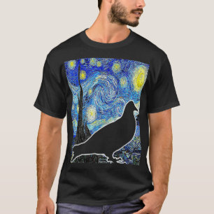 Camiseta Pigeon Starry Night Van Gogh Birdwatch Ornithol