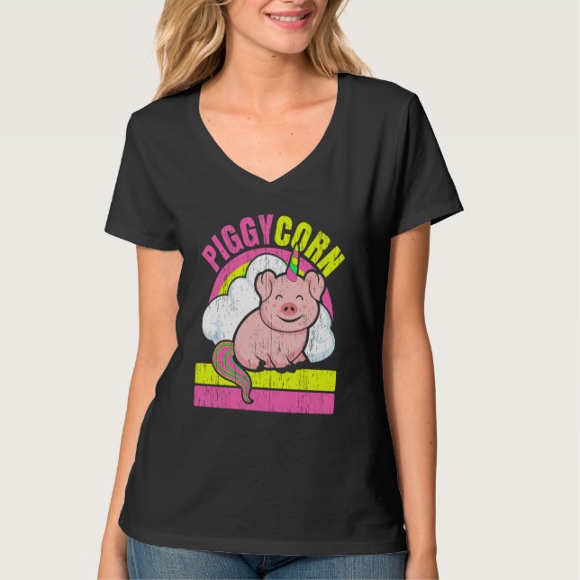 Camiseta Piggycorn Farm Animal Piggy Farmer Unicorn Pig (Frente)