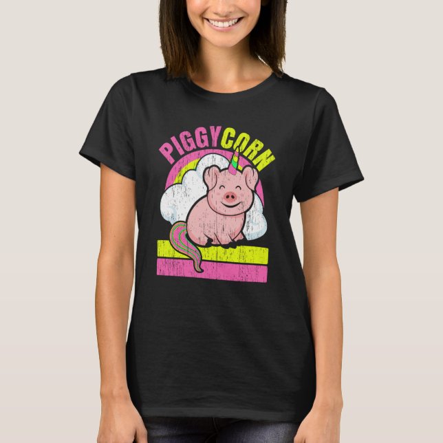Camiseta Piggycorn Farm Animal Piggy Farmer Unicorn Pig (Frente)