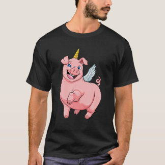 Camiseta Piggycorn Pig Unicorn Fazenda Arco-Íris Espaço Mag