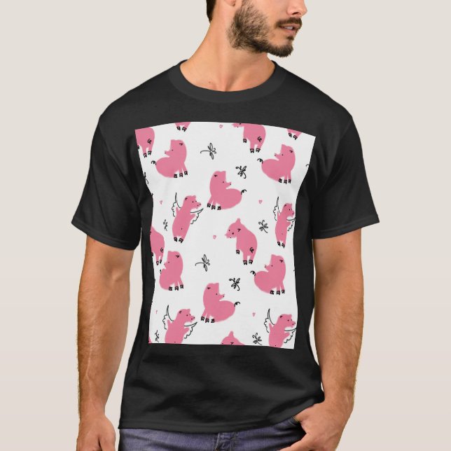 Camiseta Piglet Fantasy: Design Whimsical Seamless. (Frente)