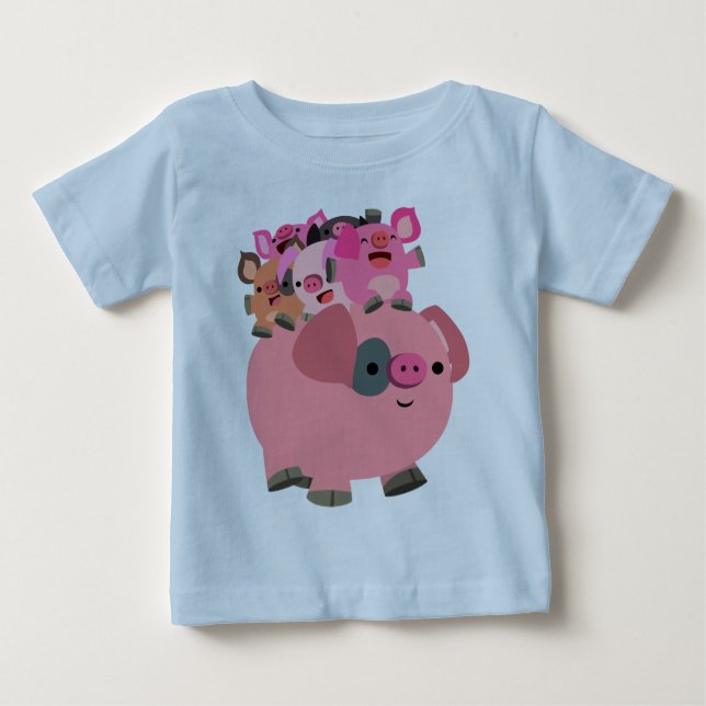 Camiseta Piglets de Carregando de porco de cartoon (Frente)