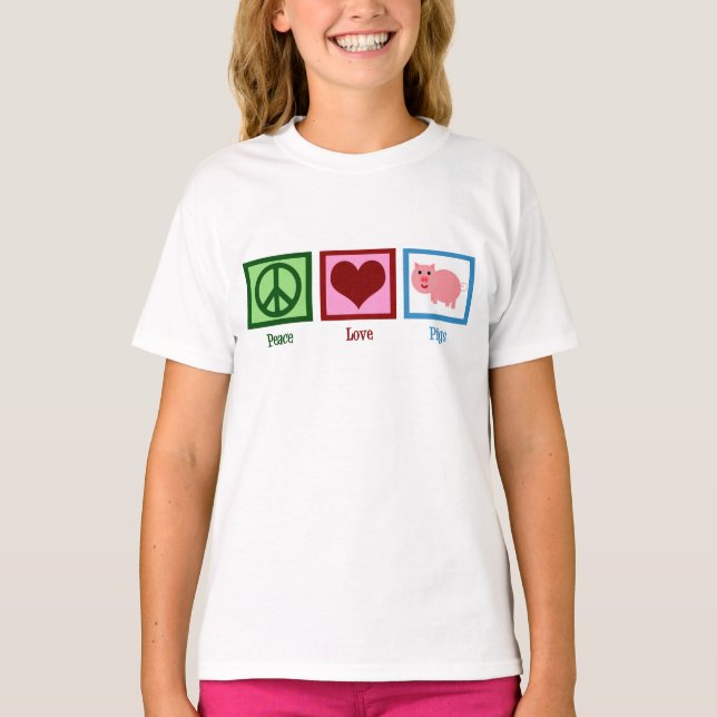Camiseta Pigs de Amor pela Paz Menina de Fazenda Bonita (Frente)